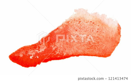 A vibrant splash of red watercolor resembling an abstract shape, capturing the essence of creativity and imagination in artistic expression 121413474