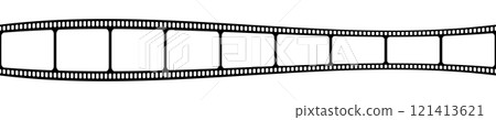 Blank film strip template. Video or photo camera tape isolated on white background. Storyboard layout. Empty frame for photographies collage. Vector graphic illustration 121413621
