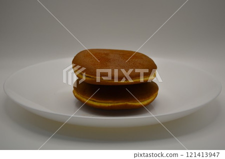 Dorayaki on a white plate Dorayaki on a white plate 121413947