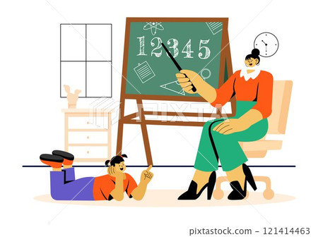 Preschool Education Illustration featuring Early Childhood Learning Activities to Mental and Intellectual Abilities Before Entering Kindergarten 121414463
