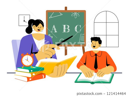 Preschool Education Illustration featuring Early Childhood Learning Activities to Mental and Intellectual Abilities Before Entering Kindergarten 121414464