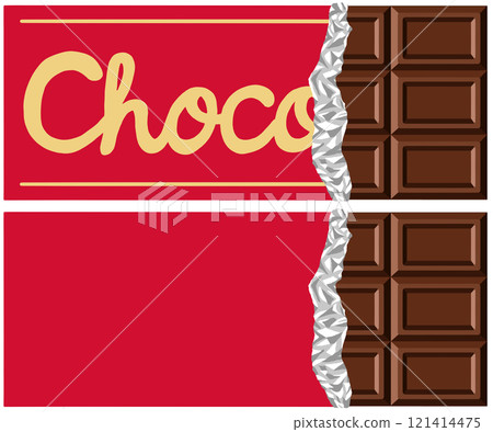 Milk chocolate - illustration of a half-open chocolate bar 121414475