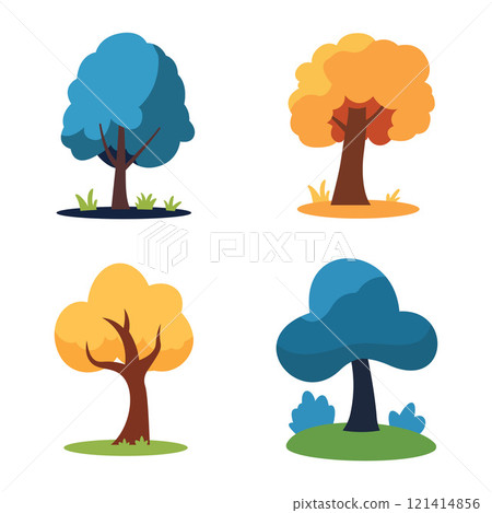 Set of Colorful Trees Eco Ecology Nature Environment in Forest Set of Colorful Trees Eco Ecology Nature Environment in Forest 121414856