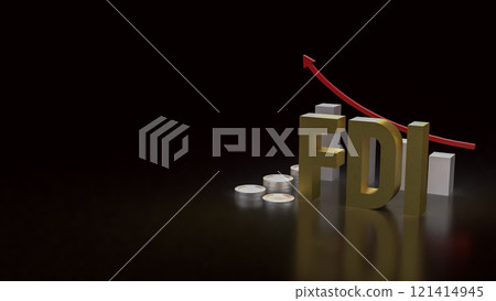 The FDI text and coins for Business concept 3d rendering. The FDI text and coins for Business concept 3d rendering. 121414945