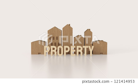 The wood house and property text for real estate concept 3d rendering. The wood house and property text for real estate concept 3d rendering. 121414953