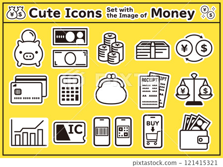 Cute sticker-style icon material for money and economics (no shadow) Cute sticker-style icon material for money and economics (no shadow) 121415321