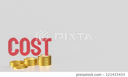 The Red cost text and gold coins for business concept 3d rendering. 121415433