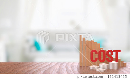 The Red cost text and gold coins for business...-插圖素材 [121415435] - PIXTA圖庫