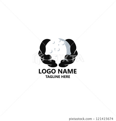 hand holding the moon logo design vector 121415674