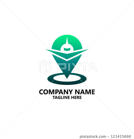 pin plane logo design vector 121415698