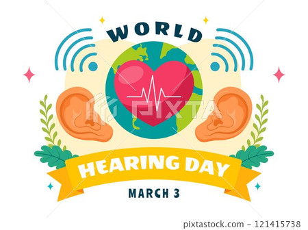 World Hearing Day Vector Illustration on March 3rd, Promoting Awareness About Preventing Deafness for Ear Health Treatments in a Flat Background 121415738