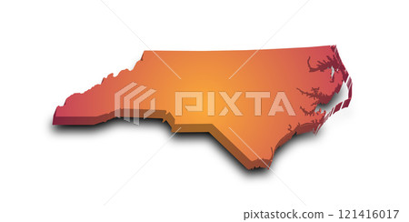 3d Map of North Carolina state with color. United State of America, US, United State 121416017