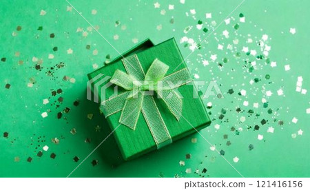 Confetti, gift box, present, gift, Christmas, birthday, copy space, frame, wallpaper Confetti, gift box, present, gift, Christmas, birthday, copy space, frame, wallpaper 121416156