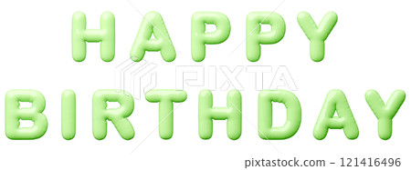 3D圖像_氣球_生日快樂_黃綠色 121416496