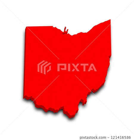 3d Map of Ohio state with color.  United State of America, US, United State. 121416586