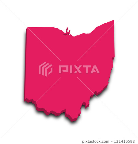 3d Map of Ohio state with color.  United State of America, US, United State. 121416598