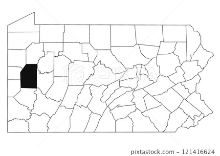 Map of butler County in Pennsylvania state on white background. single County map highlighted by black colour on Pennsylvania map. UNITED STATES, US Map of butler County in Pennsylvania state on white background. single County map highlighted by black colour on Pennsylvania map. UNITED STATES, US 121416624