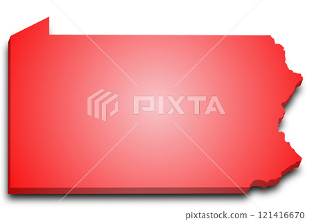 3d Map of Pennsylvania state with color.  United State of America, US, United State. 121416670