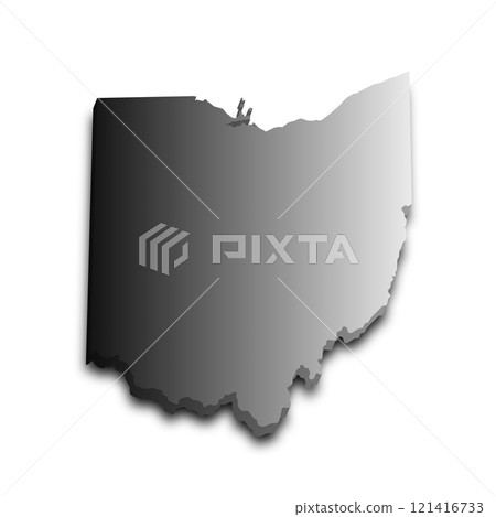 3d Map of Ohio state with color.  United State of America, US, United State. 121416733