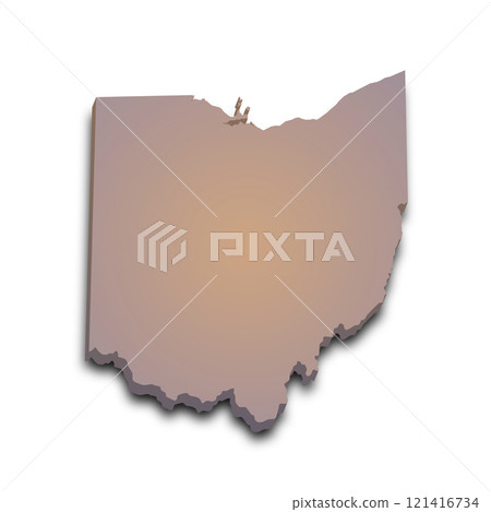 3d Map of Ohio state with color.  United State of America, US, United State. 121416734