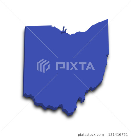 3d Map of Ohio state with color.  United State of America, US, United State. 121416751