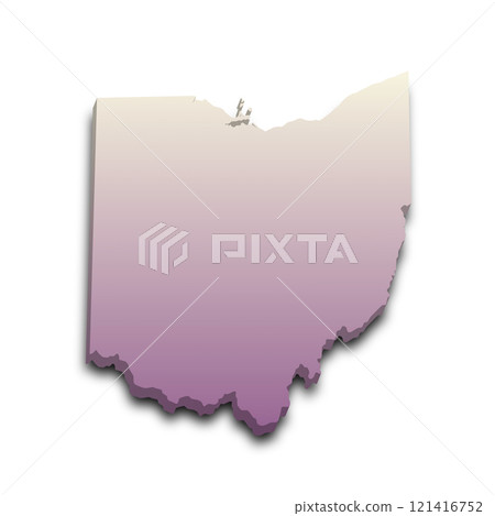 3d Map of Ohio state with color.  United State of America, US, United State. 121416752