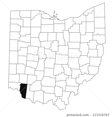 Map of Clermont County in Ohio state on white background. single County map highlighted by black colour on Ohio map. UNITED STATES, US Map of Clermont County in Ohio state on white background. single County map highlighted by black colour on Ohio map. UNITED STATES, US 121416767