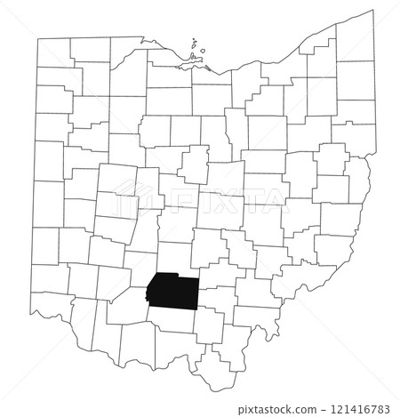 Map of Ross County in Ohio state on white background. single County map highlighted by black colour on Ohio map. UNITED STATES, US 121416783