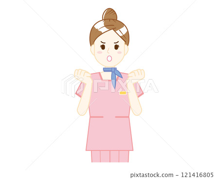 Illustration of a woman serving customers: Beauty advice staff Illustration of a woman serving customers: Beauty advice staff 121416805