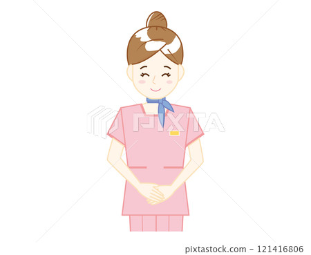 Illustration of a woman serving customers: Beauty advice staff Illustration of a woman serving customers: Beauty advice staff 121416806
