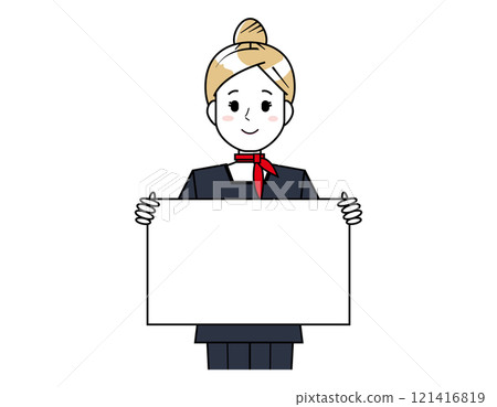 Illustration of a woman serving customers: Beauty advice staff 121416819