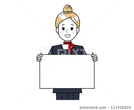 Illustration of a woman serving customers: Beauty advice staff 121416820