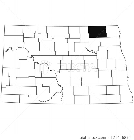 Map of cavalier County in North Dakota state on white background. single County map highlighted by black colour on North Dakota map . Map of cavalier County in North Dakota state on white background. single County map highlighted by black colour on North Dakota map . 121416831
