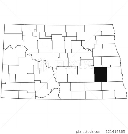 Map of Barnes County in North Dakota state on white background. single County map highlighted by black colour on North Dakota map . Map of Barnes County in North Dakota state on white background. single County map highlighted by black colour on North Dakota map . 121416865