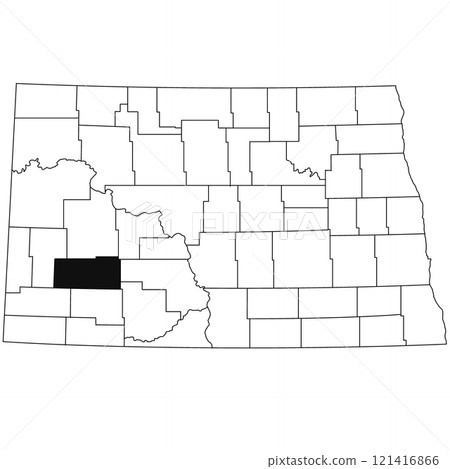 Map of stark County in North Dakota state on white background. single County map highlighted by black colour on North Dakota map . 121416866