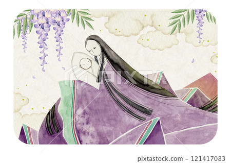 Tale of Genji, Murasaki Shikibu, Volume 7, Autumn Leaves, Watercolor Illustration Tale of Genji, Murasaki Shikibu, Volume 7, Autumn Leaves, Watercolor Illustration 121417083