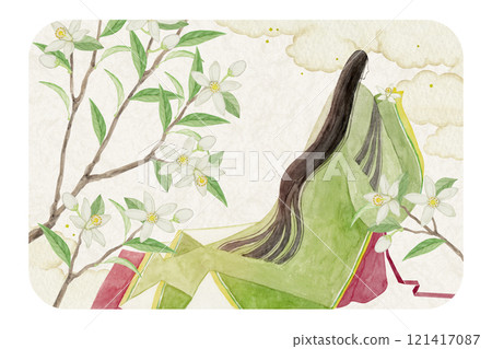 紫式部源氏物語第 11 章 Hanachirisato 水彩插圖 121417087