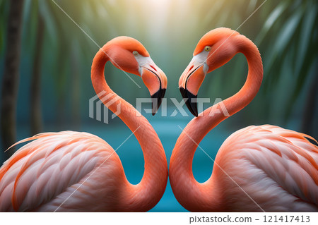 兩隻紅鶴組成愛心形狀,戀人節,世界紅鶴日,火粉火鳥日,夏子海上旅遊觀光報告資料表 兩隻紅鶴組成愛心形狀,戀人節,世界紅鶴日,火粉火鳥日,夏子海上旅遊觀光報告資料表 121417413