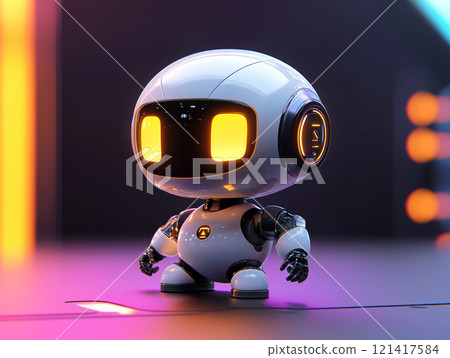 Futuristic and cute robot character 121417584