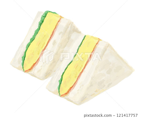 Coffee shop egg sandwich (thick bun and lettuce) 121417757