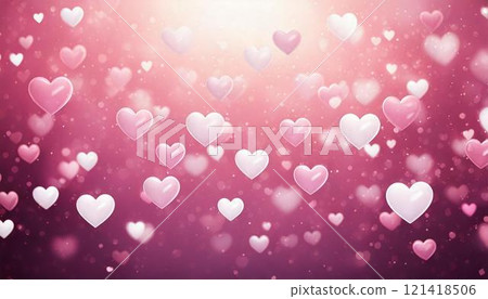 Small heart pattern floating on a pink gradient background Valentine's Day, wedding material 121418506