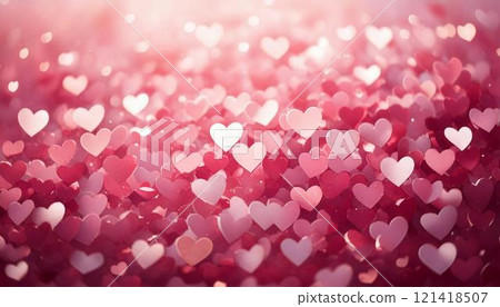 Small heart pattern floating on a pink gradient background Valentine's Day, wedding material 121418507
