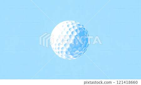 Minimalist golf ball icon floating on light blue background 121418660