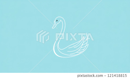 Minimalist swan logo floating on tranquil blue background 121418815