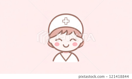 Smiling nurse icon representing healthcare and medical profession 121418844