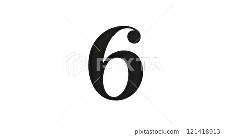 Large black number six on white background 121418913