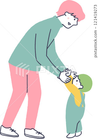 父親試圖抱住他的孩子 父親試圖抱住他的孩子 121419273