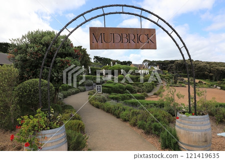 Entrance to Mudbrick Vineyards, Waiheke Island, New Zealand 121419635