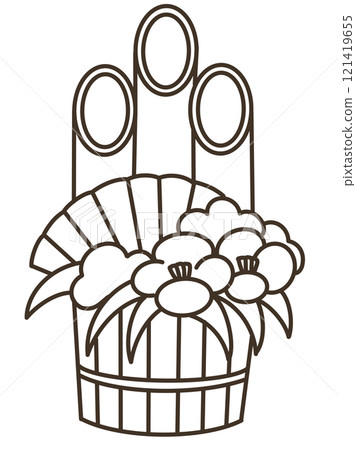 New Year's Kadomatsu illustration line drawing 121419655