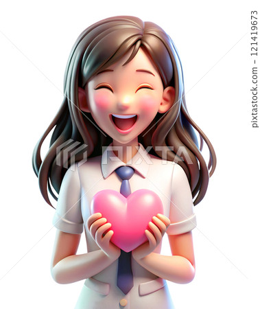 Woman holding a heart 03 121419673